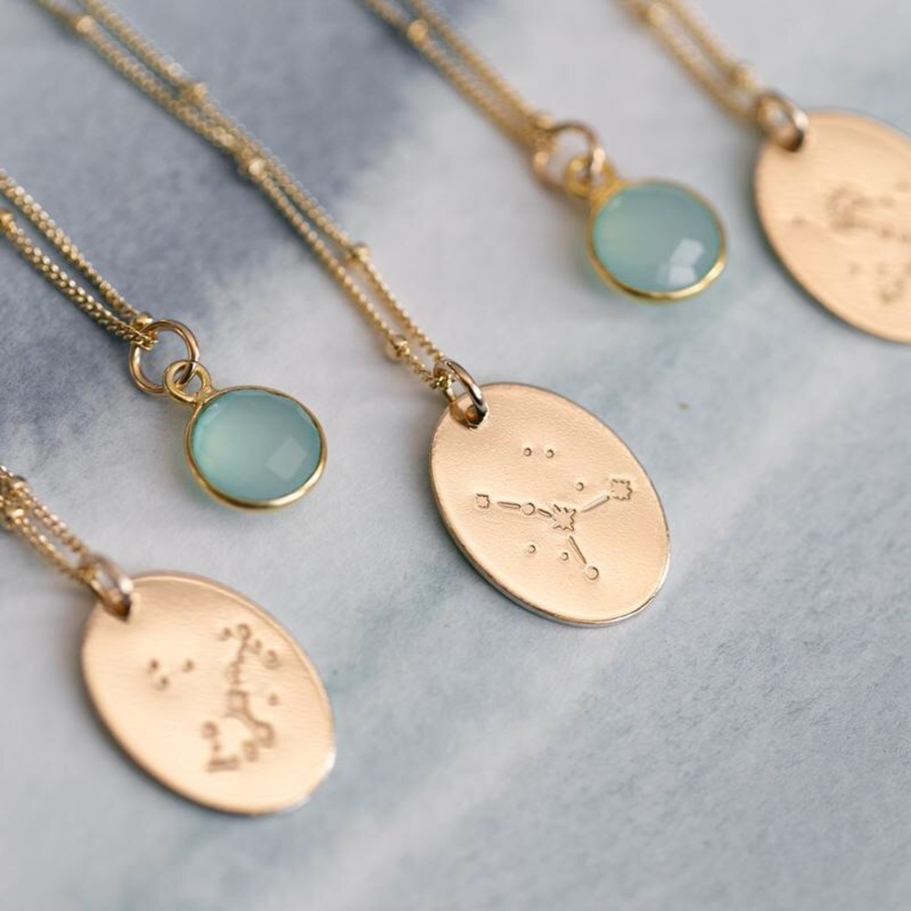 Dainty Minimalist Zodiac Astrology Charm Necklace - Picture 1 of 14